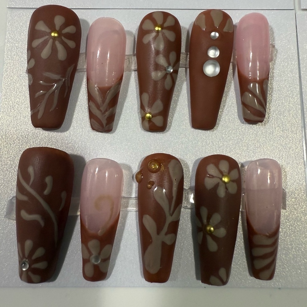 Handmade Press On Nails Talavera Mexican Pottery